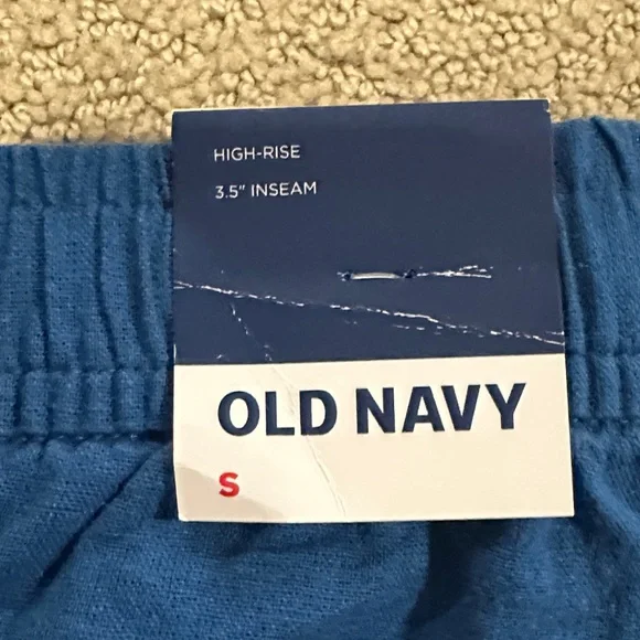 Old Navy Royal Blue High-Waist Linen-Blend Women's Shorts - Picture 5 of 5